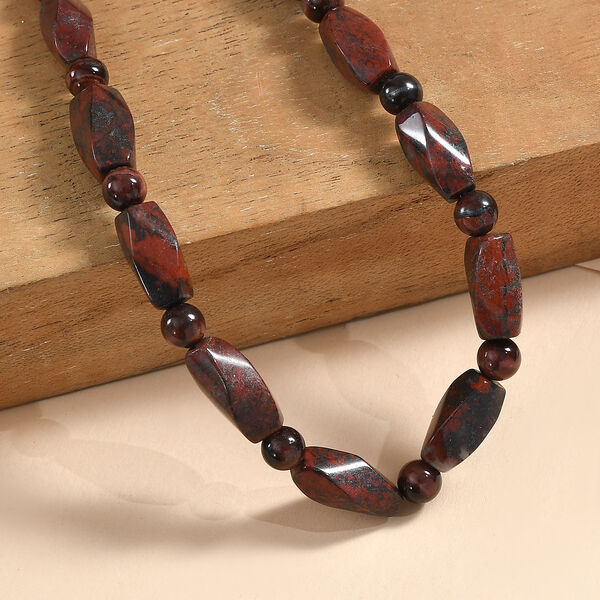 Leopard Jaspis, Rotes Tigerauge Halskette ca. 50 cm Nickelfreies Messing platiniert ca. 193.00 ct image number 2