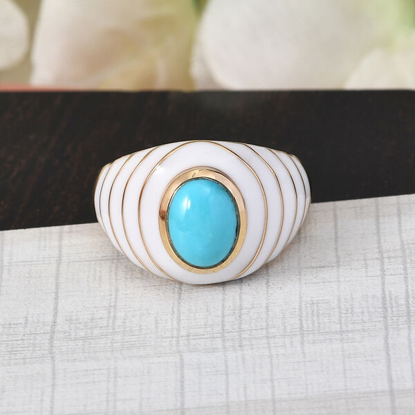 Nat&uuml;rlicher Sleeping Beauty T&uuml;rkis Solit&auml;r Ring 925 Silber Vermeil image number 2