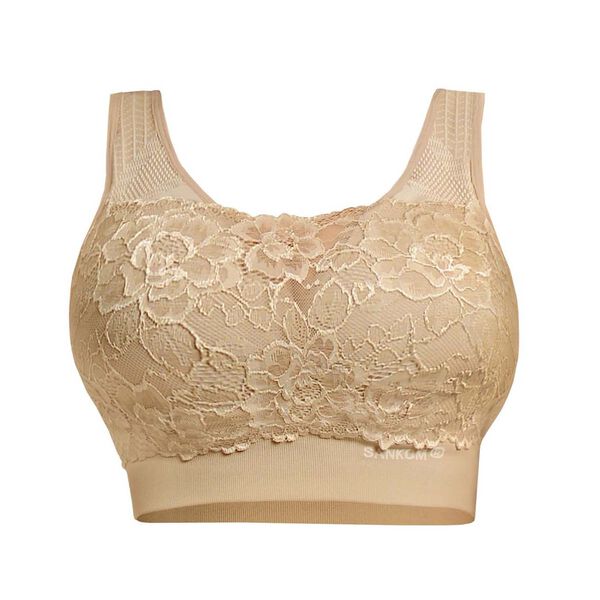 SANKOM - R&uuml;ckenst&uuml;tze Haltungskorrektur Push-up Spitzen-BH, Gr&ouml;&szlig;e M/L, 80-85 cm, Schwarz image number 1