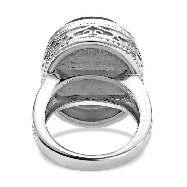 Schwarzer Glasachat Ring, ca. 25,00 ct image number 6