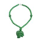 Grüne Jade Halskette, ca. 45 cm, 925 Silber rhodiniert ca. 770,00 ct