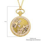Strada - Weiße Kristall Taschenuhr im Bienenstock Design, japanisches Uhrwerk, goldfarben image number 5