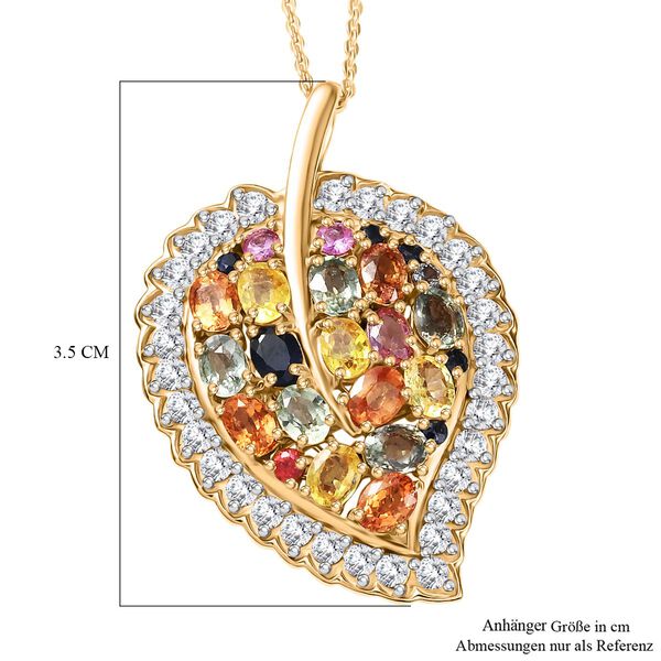 D'Joy Mehrfarbig Saphir, Blauer Saphir Schmuckset ca. 50 cm 925 Silber 750 Gelbgold Vermeil ca. 5.84 ct image number 5