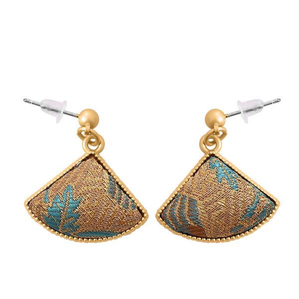  LA MAREY signature 100% silk scarf, "Silk earring  Material:silk & alloy &925 silver pin size:2.5*1.8cm color:yellow" image number 9