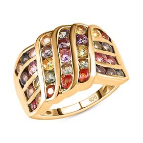 Regenbogen Saphir Ring, 925 Silber Gelbgold Vermeil (Gr&ouml;&szlig;e 19.00) ca. 2.87 ct