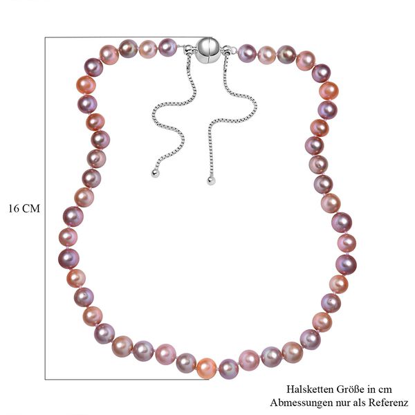 Mehrfarbige Süßwasser Perle Halskette ca. 45 cm 925 Silber rhodiniert image number 4