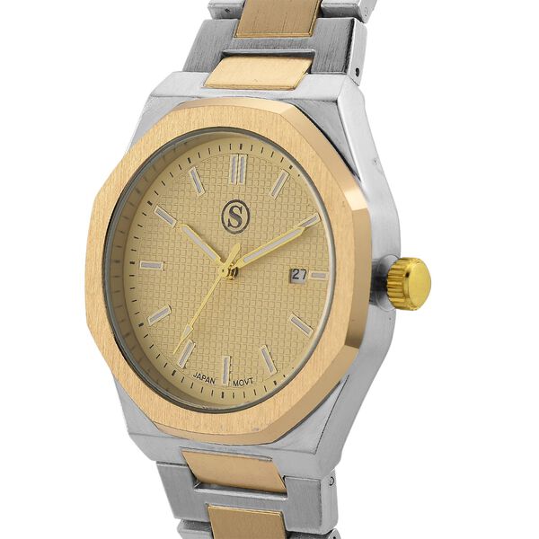 STRADA - Armbanduhr mit japanischem Uhrwerk und Datumsanzeige, Legierungsgehäuse  Sandstrahleffekt, bicolor, Goldfarben image number 2