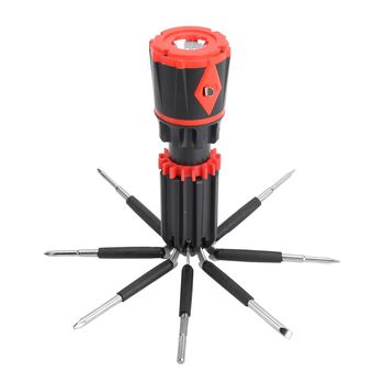 10-in-1 Multifunktionale LED Taschenlampe, rot und schwarz
