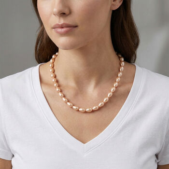 Goldene Muschelkernperle Halskette ca. 45 cm, 925 Silber