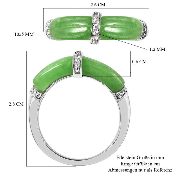 Gr&uuml;ne Jade und Zirkon Ring 925 Silber Rhodium-&Uuml;berzug image number 6
