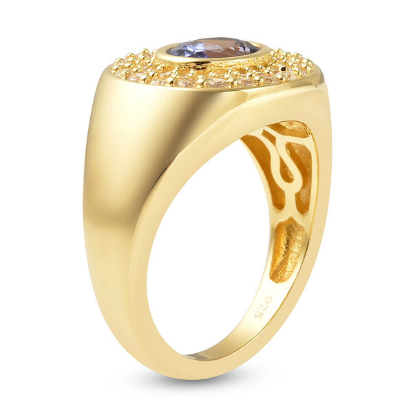 Tansanit und Zirkon-Ring, 925 Silber Gelbgold Vermeil  ca. 2,23 ct image number 6