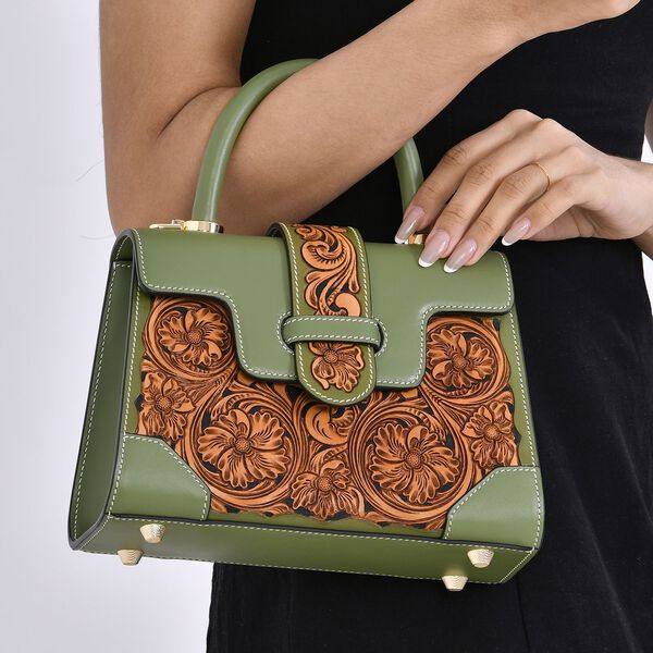 Grand Pelle  - Echtleder Handtasche, hellgrün image number 10