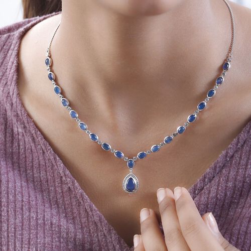 Aurora Mondstein und Zirkon-Halskette, 45 cm - 12,66 ct. image number 1