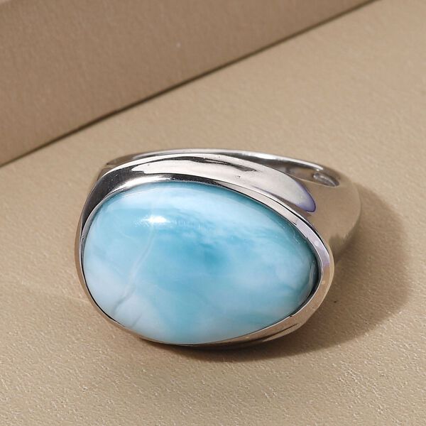 Larimar-Ring, 925 Silber platiniert  ca. 10,74 ct image number 2