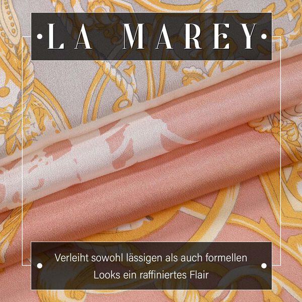 LA MAREY - 100% Maulbeeren-Seidenschal, Chiffon, 55x170 cm, Grau-Rot image number 2