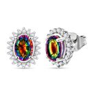 Nebel Quarz, Weißer Zirkon Ohrringe 925 Silber rhodiniert ca. 2.34 ct
