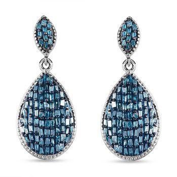 Blaue Diamant Ohrringe, 925 Silber platiniert ca. 1.00 ct