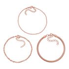 3er Set - Kugelarmband,  flexiblearmband, Ankerarmband, Edelstahl, IP Rosafarben