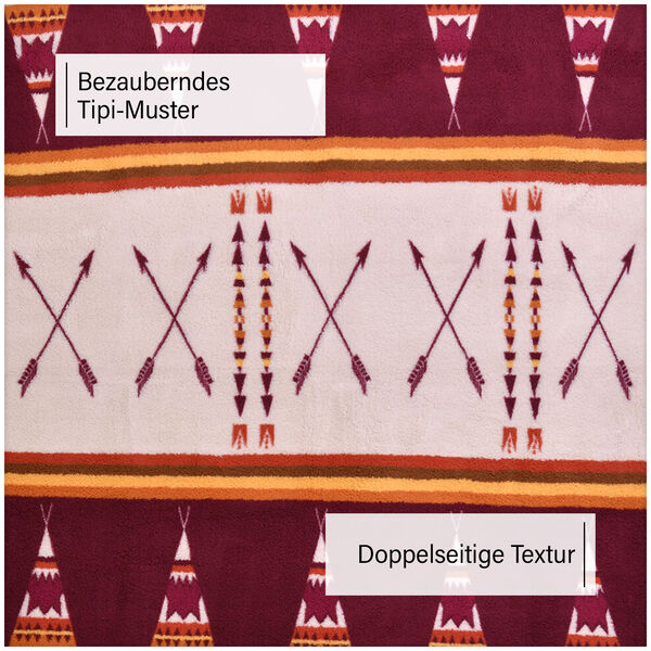 Wolkenweiche Sherpa-Decke mit Tipi-Muster, Rot und Erdt&ouml;ne image number 7