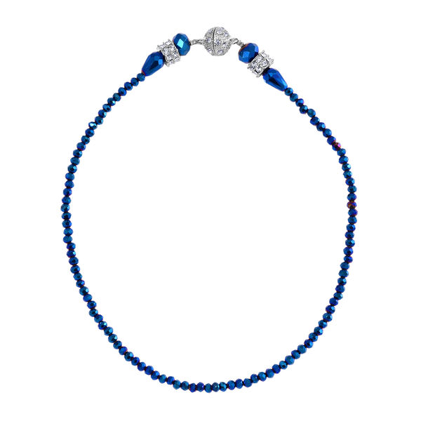 2er Set - Blau Kristall, Wei&szlig;er Kristall Halskette und Ohrringe image number 4