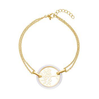 Goldfarbenes Keramik Armband, 18 cm, Edelstahl, IP-Gelbbeschichtung