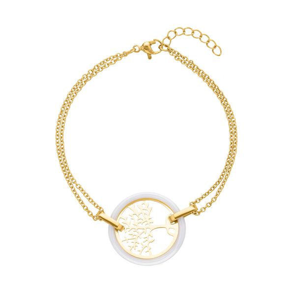 Goldfarbenes Keramik Armband, 18 cm, Edelstahl, IP-Gelbbeschichtung