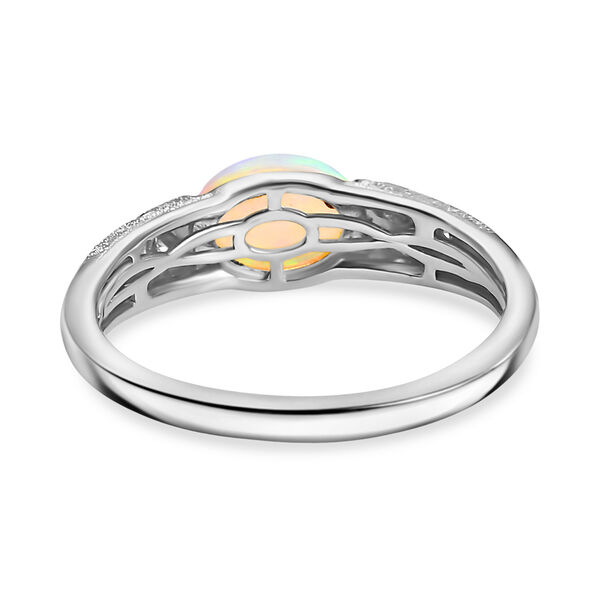 AA Natürlicher, äthiopischer Welo Opal, Moissanit Ring 925 Silber rhodiniert (Größe 21.00) ca. 1,35 ct image number 5