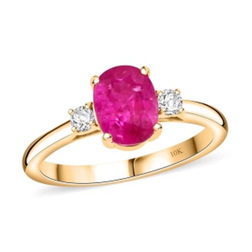 Zertifiziert und geprüft AAA Natürlicher Mosambik Rubin und Diamant Ring in 417 Gold - 1,65 ct. image number 0