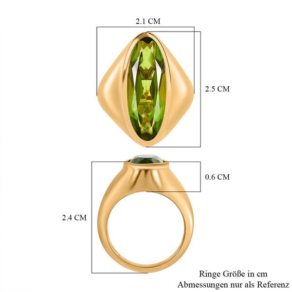 Chartreuse Quarz Ring, 925 Silber Gelbgold Vermeil (Gr&ouml;&szlig;e 17.00) ca. 6.86 ct image number 7