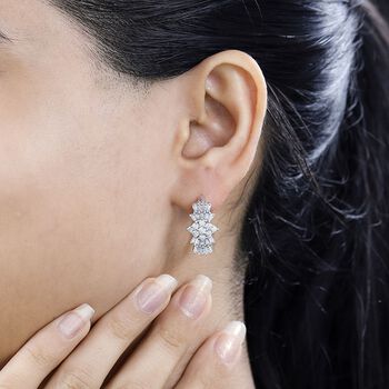 Moissanit Ballerina Creolen, 925 Silber rhodiniert - 1,93 ct.