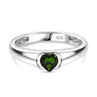 Natürlicher Chromdiopsid Herz Ring, 925 Silber rhodiniert (Größe 21.00) ca. 0.54 ct