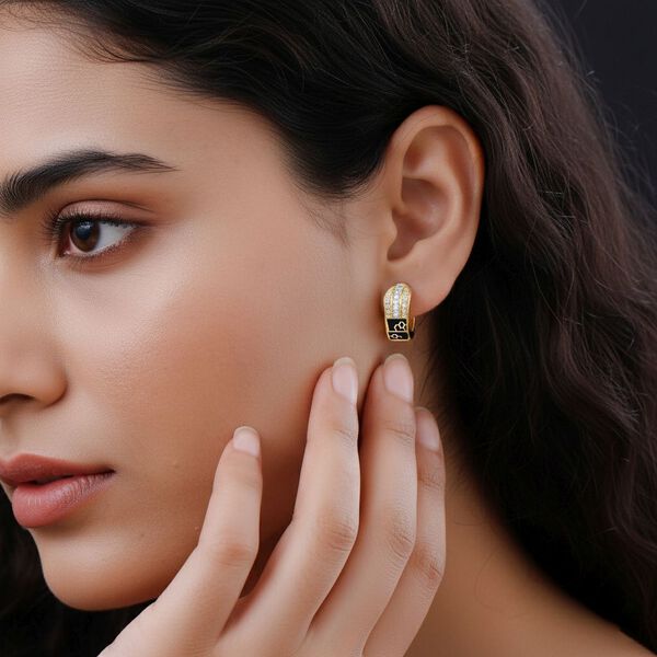 Wei&szlig;er Zirkonia Ohrringe Nickelfreies Messing emailliert image number 3