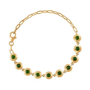Nat&uuml;rlicher Chromdiopsid Armband ca. 19 cm 925 Silber 750 Gelbgold Vermeil ca. 2.85 ct