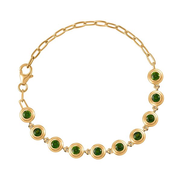 Nat&uuml;rlicher Chromdiopsid Armband ca. 19 cm 925 Silber 750 Gelbgold Vermeil ca. 2.85 ct