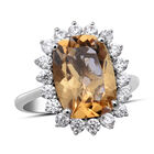 Citrin und weißer Zirkon-Ring, 925 Silber platiniert (Größe 16.00) ca. 7.60 ct