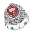 Royal Bali Kollektion - Rosa Morganit Triplette Quarz Ring, 925 Silber (Größe 16.00) ca. 6.00 ct
