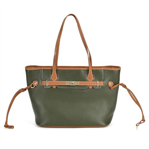 Hochwertige Echtleder Handtasche, grün image number 0