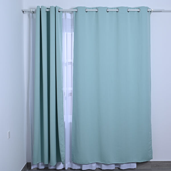 2er-Set blickdichte Vorh&auml;nge mit Metall&ouml;sen, T&uuml;rkis image number 1