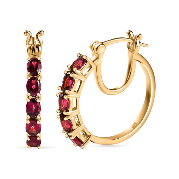 AAA Orissa Rose Granat Ohrringe, 925 Silber Gelbgold Vermeil, ca. 2.33 ct image number 0