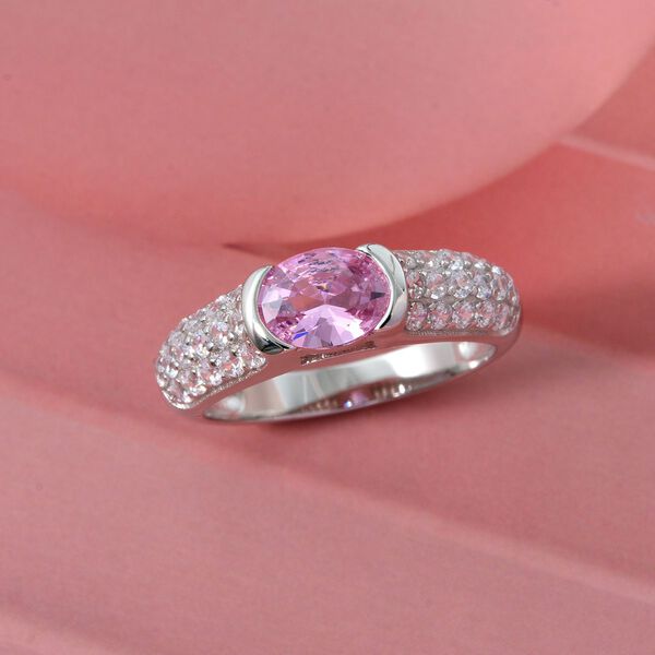 Lustro Stella Rosa Zirkonia, Weißer Zirkonia Ring 925 Silber rhodiniert (Größe 17.00) image number 1
