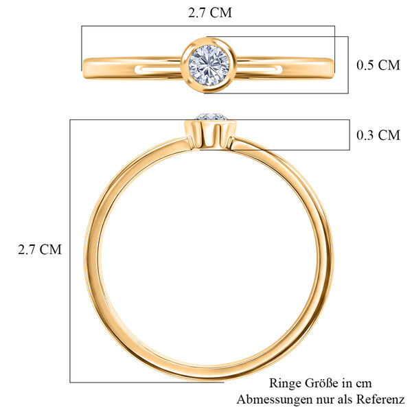 LUXURIANT DIAMOND - Lab Grown Diamant VS-EF Ring 925 Silber 750 Gelbgold Vermeil (Gr&ouml;&szlig;e 23.00) ca. 0,25 ct image number 6