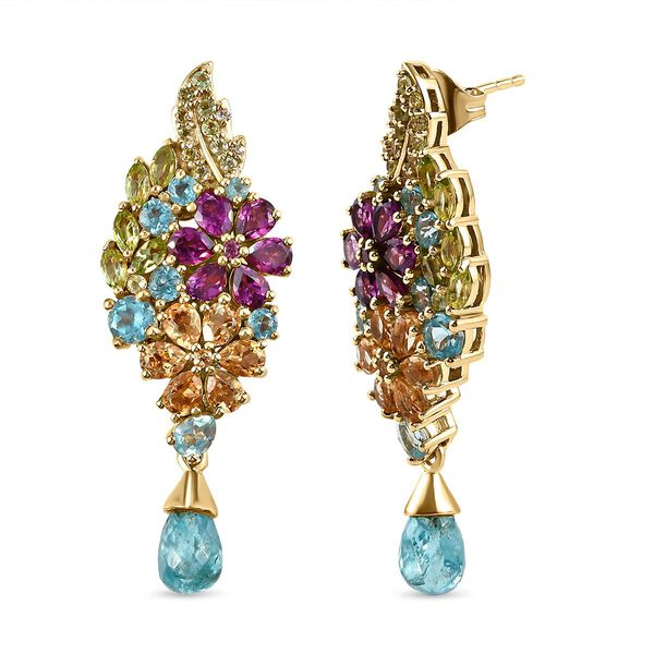 GP Italian Garden Kollektion - Florale, mehrfarbige Edelstein-Ohrringe in Silber image number 4