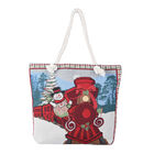 Gewebter Jute Handtasche mit Weihnachtsmotiv, Größe 42x34x9x37 cm, Eisenbahn