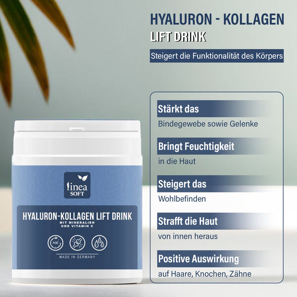 Linea Soft 5er-Set Hyaluron und Collagen Anti-Aging Lift Drink 300 gr - 30 Tage Kur image number 2