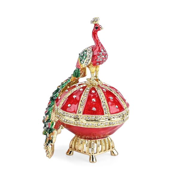 LIVMORE Pfauen-Design Schmuckdose, 6x7x10cm, Rot image number 5