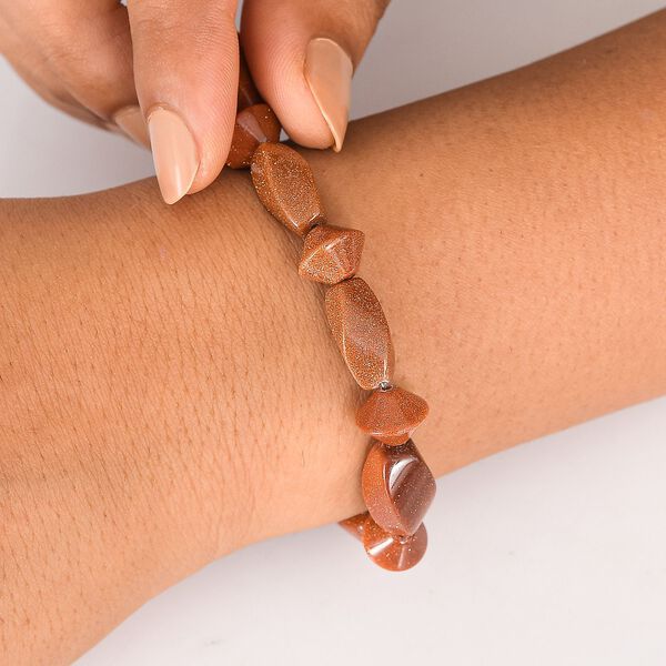 Gold Sandstein Armband Flexibel (18 cm), ca. 100.00 ct image number 3