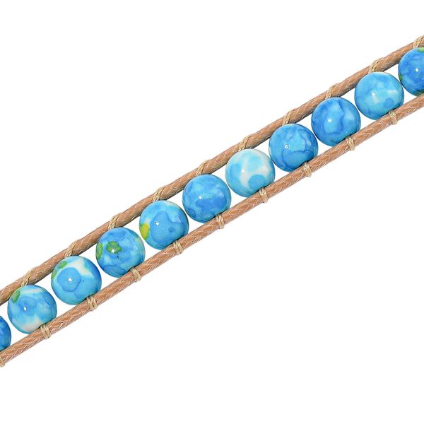 Flexible blaugr&uuml;ne Regenblumen-Yuhua-Quarzit Halskette - 80 ct. image number 5