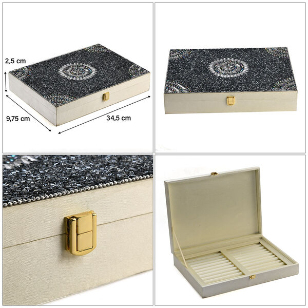 Schmuckbox bestickt mit Perlen und Pailletten, Schwarz image number 5