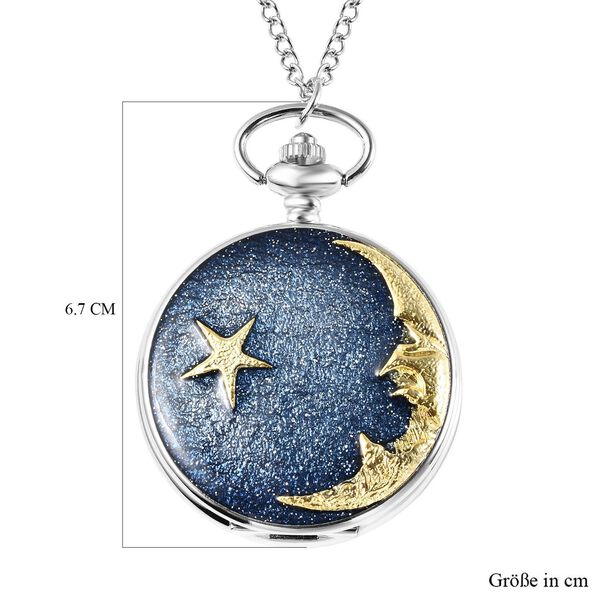 STRADA Taschenuhr mit 79cm Kette im Halbmond- und Sternmotiv, Japanisches Uhrwerk image number 7