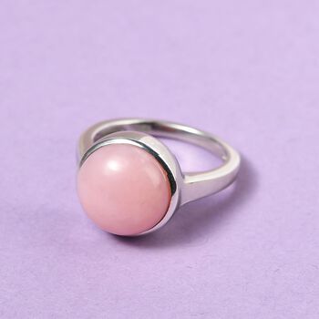 Nat&uuml;rlicher Peruanischer Rosa-Opal Ring, 925 Silber platiniert, ca. 5.79 ct